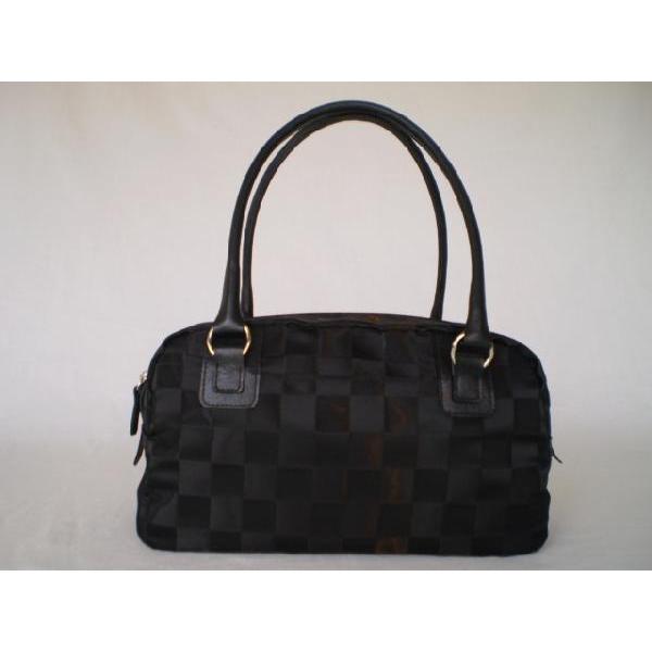 夏の黒ブラック市松ボストンバッグ