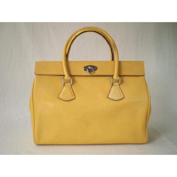 通勤用　牛革セキュリティトートバッグ（イエロー）