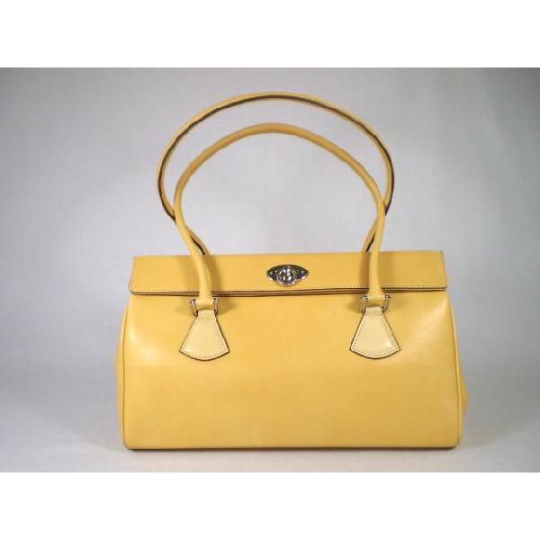 通勤用　牛革セキュリティショルダーバッグ（イエロー）