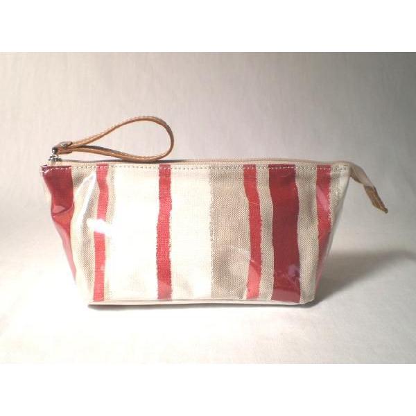 フレンチストライプポーチ（赤）