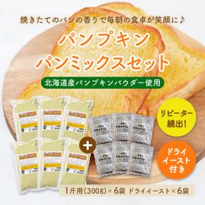送料無料 パンプキンパンミックス（かぼちゃ）6個セット＋イースト6個付（半鐘屋オリジナル ホームベーカリー ハロウィン）