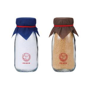 牛乳瓶入り ハンカチタオル × 1個　結婚式 退職 センスのいい プチギフト おしゃれ ハンドタオル