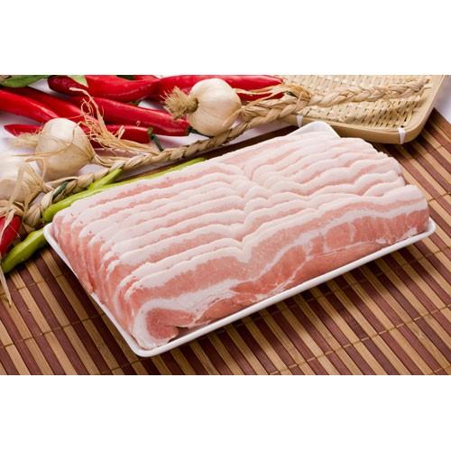 【豚肉/輸入産】三段豚バラ(スライス) 1kg〔クール便選択〕