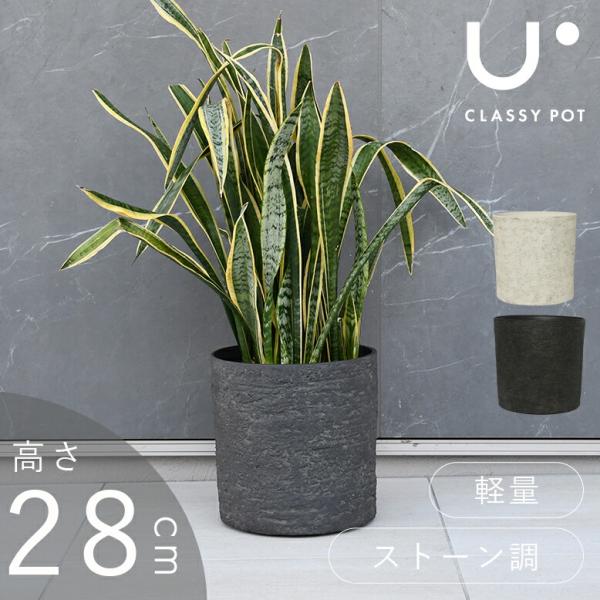 植木鉢 大型 軽量 11号 合成樹脂 石調 ブラック ホワイト classypot クラッシーポット...