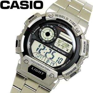 カシオ CASIO 海外モデル メンズ 腕時計 スタンダード デジタルウォッチ ワールドタイム シルバー AE-1400WHD-1A｜hapian