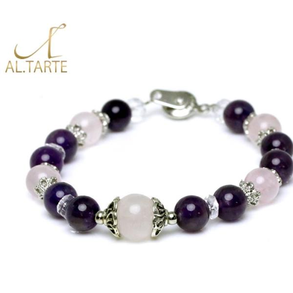 ブレスレット 天然石 パワーストーン ローズクォーツ 水晶 クリスタル アメジスト レディース AL...