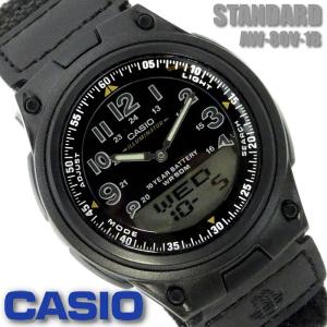 カシオ CASIO スタンダード メンズ レディース 腕時計 アナデジ AW-80V-1B ブラック 黒｜hapian