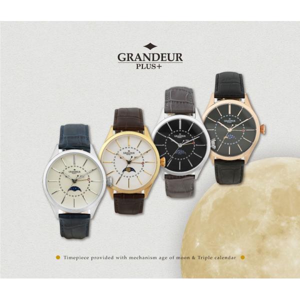 GRANDEUR PLUS＋ グランドールプラス 腕時計 メンズ ムーンフェイズ 革ベルト クラシカ...