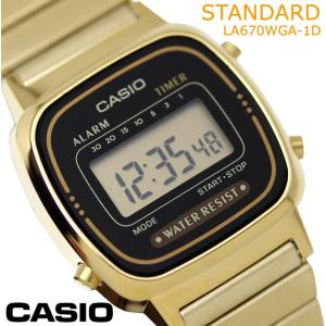 カシオ CASIO レディース 腕時計 スタンダード デジタル LA670WGA-1D ゴールド ブラック｜hapian