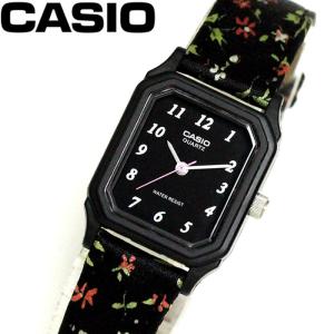 ゆうパケット メール便送料無料 カシオ CASIO レディース 腕時計 スタンダード クオーツ ブラック 花柄 LQ-142LB-1B｜hapian