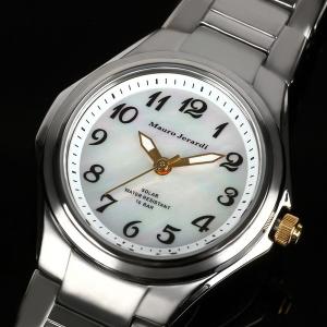 レディース腕時計 マウロジェラルディ MauroJerardi ウォッチ チタンソーラー腕時計 女性用腕時計 防水 電池交換不要 mj040-4 ホワイト｜hapian