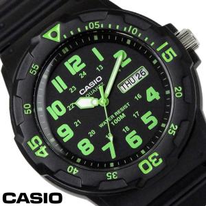 チプカシ 腕時計 アナログ CASIO カシオ チープカシオ メンズ MRW-200H-3B ブラック ブラック グリーン｜hapian