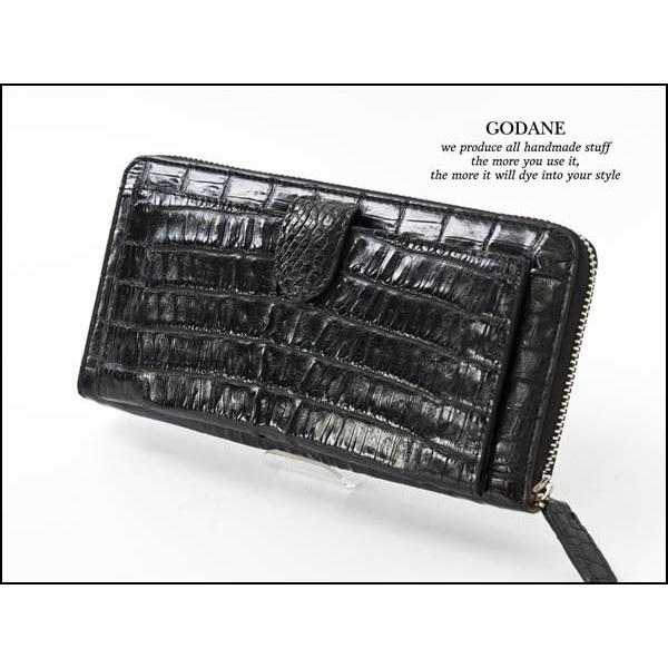 GODANE ゴダン 本革 財布 ウォレット カイマン クロコダイル ラウンド 長財布 njcw80...