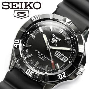 セイコー SEIKO 5 SPORTS スポーツ 逆輸入 日本製 自動巻き メンズ 腕時計 SNZD17J1 ブラック ラバーベルト｜hapian