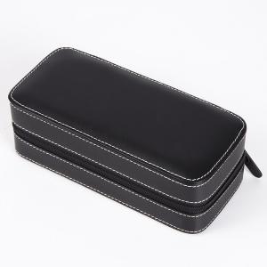 ウォッチボックス CASSIS カシス 合成皮革 トラベル 腕時計ケース 携帯用 2本収納　腕時計 ブラック CASE-007BK WATCH-CASE-007 WATCH-BOX074｜hapian