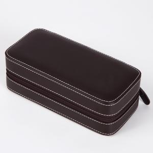 ウォッチボックス CASSIS カシス 合成皮革 トラベル 腕時計ケース 携帯用 2本収納　腕時計 ブラウン CASE-007BR WATCH-CASE-007 WATCH-BOX075｜hapian