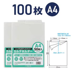 カルテホルダー A4 ダブルポケット マチ付 センターインデックス 100枚