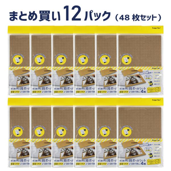 【48枚セット】折り曲げ防止ダンボールシート 目盛付｜220×158mm 厚さ1mm×4枚×12パッ...