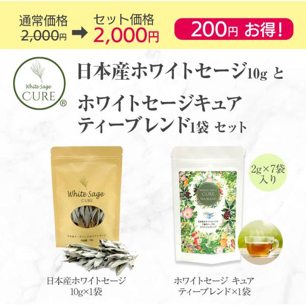 日本産 ホワイトセージ 10gとホワイトセージ キュアティーブレンドのセット ホワイトセージ ハーブ...