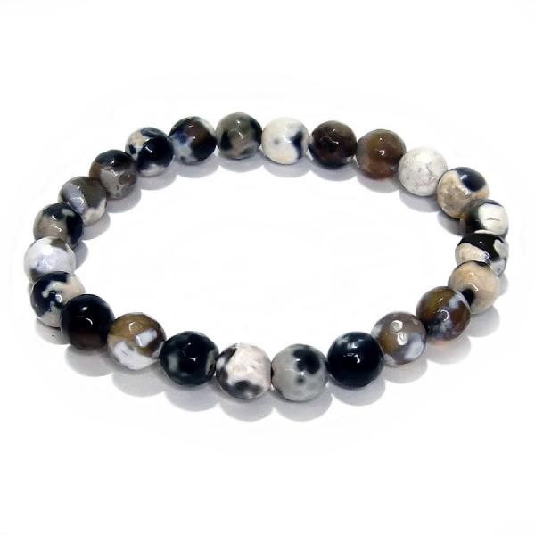 パワーストーン ブレスレット アゲート ブラック/ホワイト 7.5mm 天然石  送料無料【クリック...