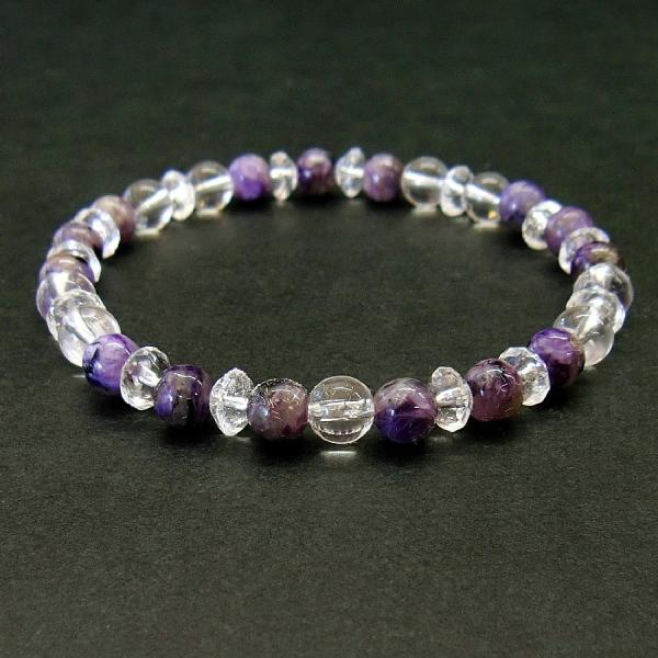 パワーストーンブレスレット チャロアイト&amp;水晶【 送料無料】