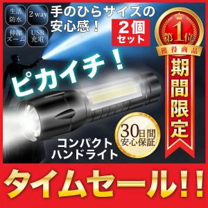 ハンドライト 懐中電灯 LED usb 充電式 ハンディライト 2セット 強力 小型 ズーム ランタン 防水 小さい コンパクト