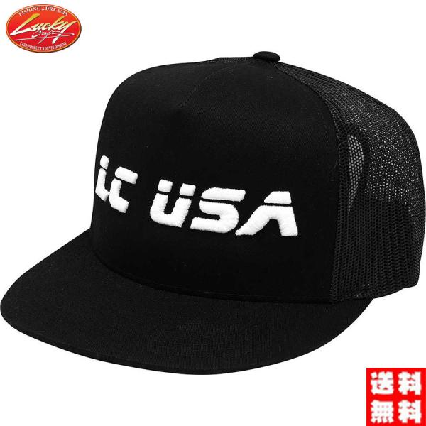 ラッキークラフトUSA(LUCKY CRAFT)LCフラットUSA /帽子 - ブラック＆ホワイト