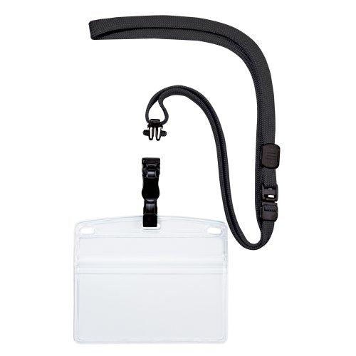 オープン工業 吊り下げ名札 脱着式 ソフトケース 特大サイズ 10枚 黒 NL-6-BK