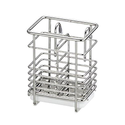 アネスティ 珪藻土 箸立て ワイヤー 小 トレー付き シルバー 幅8×奥行7.5×高さ10cm Ka...