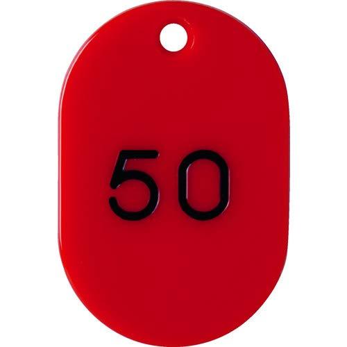 TRUSCO(トラスコ) 番号入小判札 小 45X30 26~50 赤 TKFS-2650-R