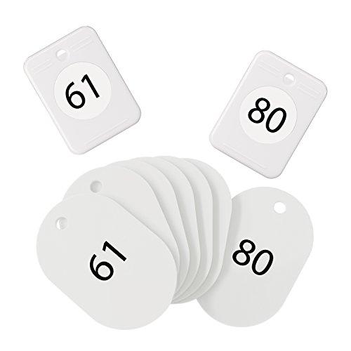 オープン工業 クロークチケット 61-80番 セット 白 BF-153-WH