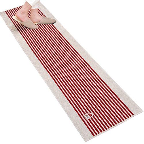 オカ カーサ キッチンマット 約45cm×180cm【レッド】(台所マット ボーダー CASA)