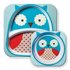 SKIP HOP アニマル・プレート&ボウルセット/オウル 【お食事】【仕切り付ボウル】【離乳食】【メラミン食器】FDSH252203｜hapitize