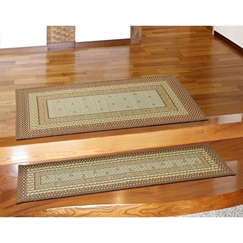 萩原 国産い草玄関マット 裏貼り ブラウン 約30×120cm 「エルモード」 玄関マット 屋内 滑...