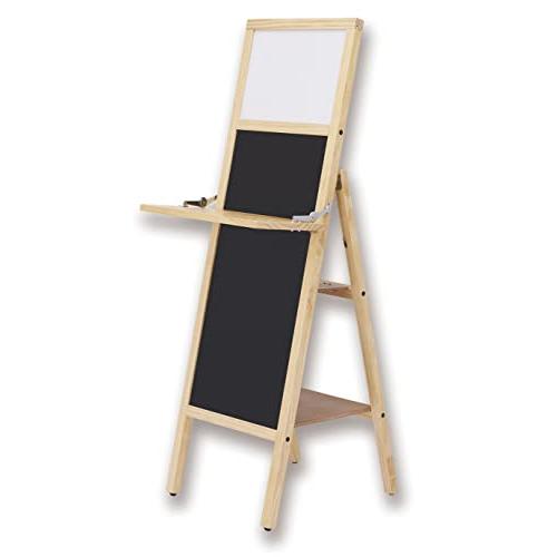 アスカ 転倒防止ポスタースタンド トレー付き WPS-A4 黒板面あり A4用紙 消毒液台 木目