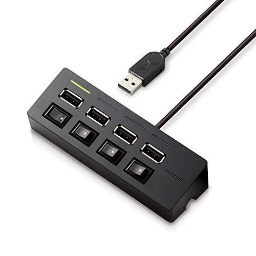 エレコム USBハブ 2.0 セルフパワー 4ポート 個別スイッチ付 機能主義 1m MacBook...