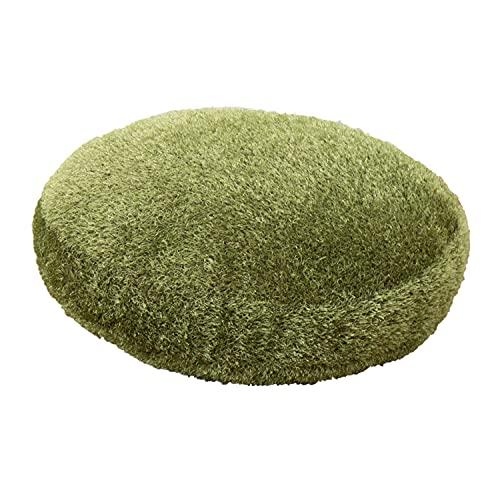 萩原 ラウンドクッション グリーン 直径約60×11cm 「シーヴァ」 芝生風クッション