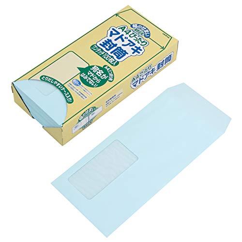 オキナ 封筒 マドアキ封筒 A4ぴったり ブルー 100枚 WT30BU 定形郵便用 110×220...