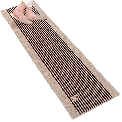 オカ カーサ キッチンマット 約45cm×180cm【ブラウン】(台所マット ボーダー CASA)