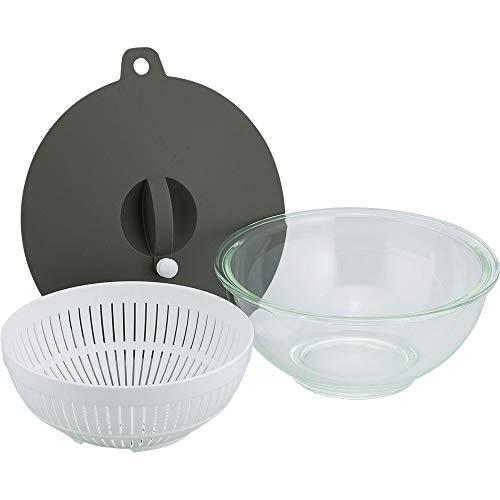 和平フレイズ 電子レンジOK 耐熱ガラス ボウル&amp;ざる セット 18cm 蓋付 時短 調理 レシピ付...