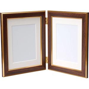 VANJOH フォトフレーム Double Frame Basic 2L 縦 ブラウン DF-B5BR｜hapitize