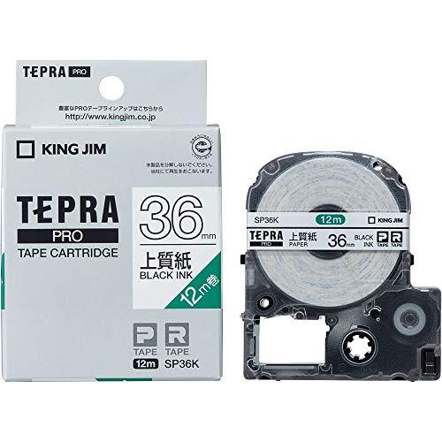 キングジム 【純正】 テプラPROテープカートリッジ 上質紙ラベル 36mm 白ラベル/黒文字 長さ...