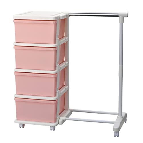 JEJアステージ 収納チェスト SEEDS(シーズ) ハンガーラック &amp; 4段チェスト ピンク 日本...