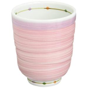 波佐見焼 軽量 湯呑み (小) カラードット柄 桃色 電子レンジ 食洗器可 日本製 14780｜hapitize