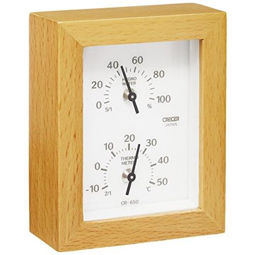 クレセル 天然木 温度計・湿度計 アナログ CR-650W