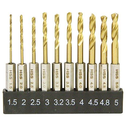 E-Value 六角軸 鉄工用ドリルセット ショート チタンコーティング 10本組 ESTDT-10...