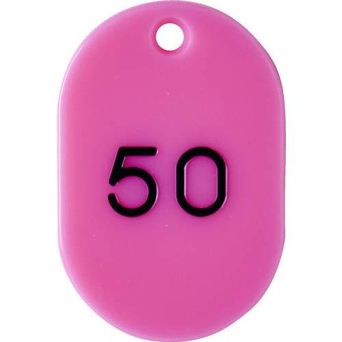 TRUSCO(トラスコ) 番号入小判札 小 45X30 26~50 ピンク TKFS-2650-P