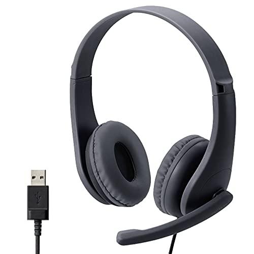 エレコム ヘッドセット 子供用 マイク付き USB接続 【子どもの耳に配慮した出力音圧レベル】 ブラ...