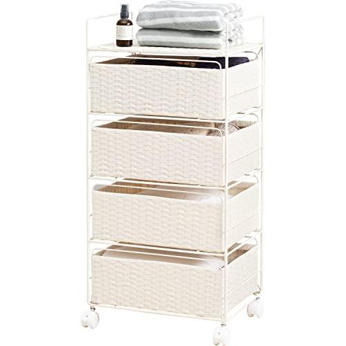 萩原(Hagihara) ランドリー ラック 4段 幅40 ワゴン 棚 ボックスタイプ 通気性 大容...