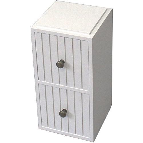 オスマック 棚 トイレ 収納 引き出し 2段 スタッキング 羽目板風 完成品 ホワイト KDM-2